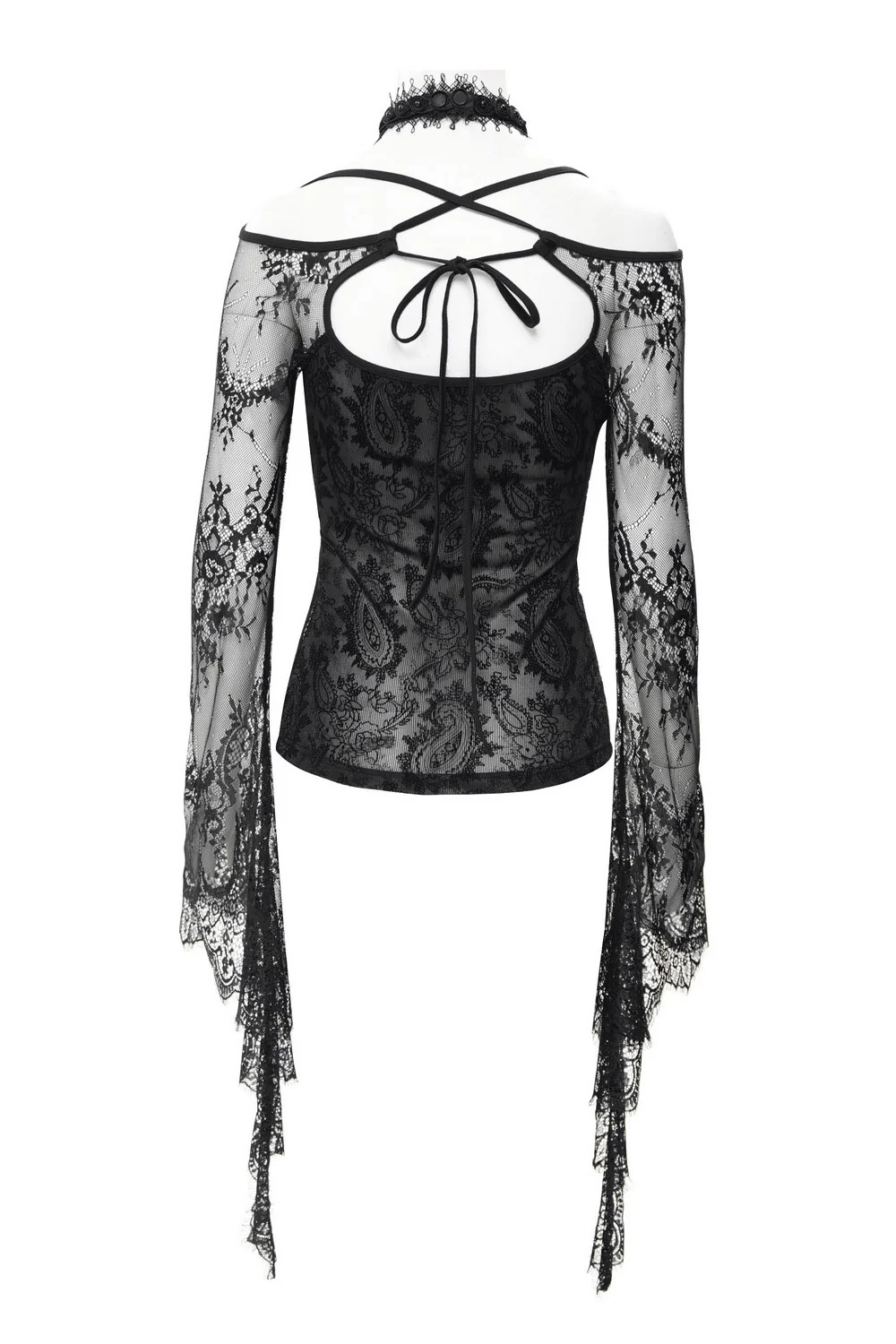 Flared Lace Sleeve Vintage Goth Top - Image 9