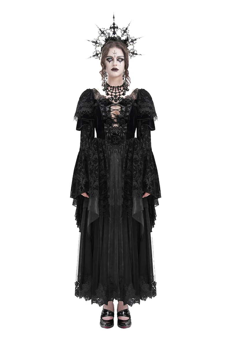 Flared Sleeve Tiered Gothic Gown - Image 3