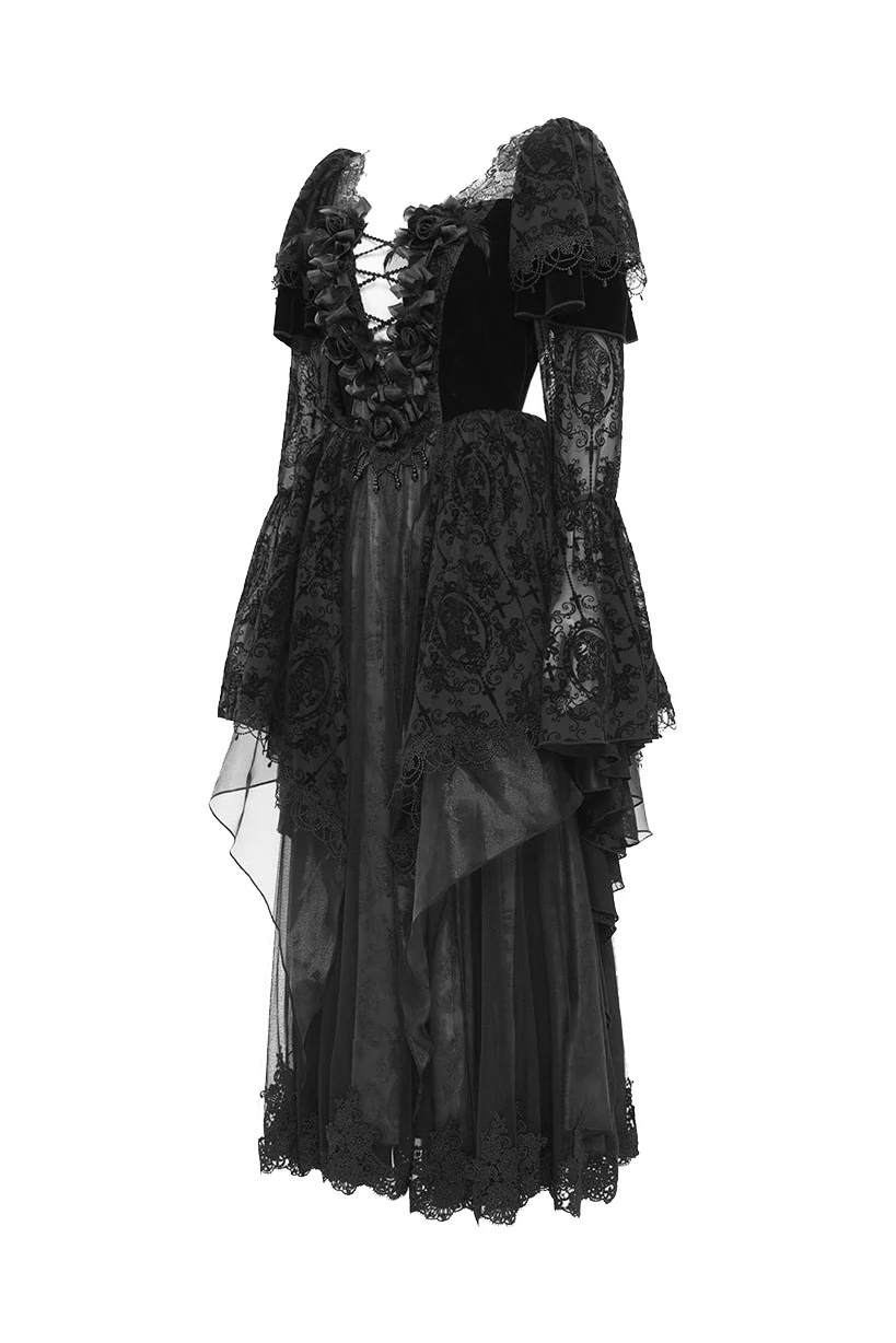 Flared Sleeve Tiered Gothic Gown - Image 7