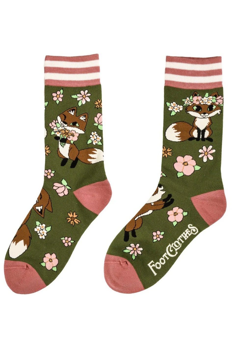 Floral Foxes Crew Socks