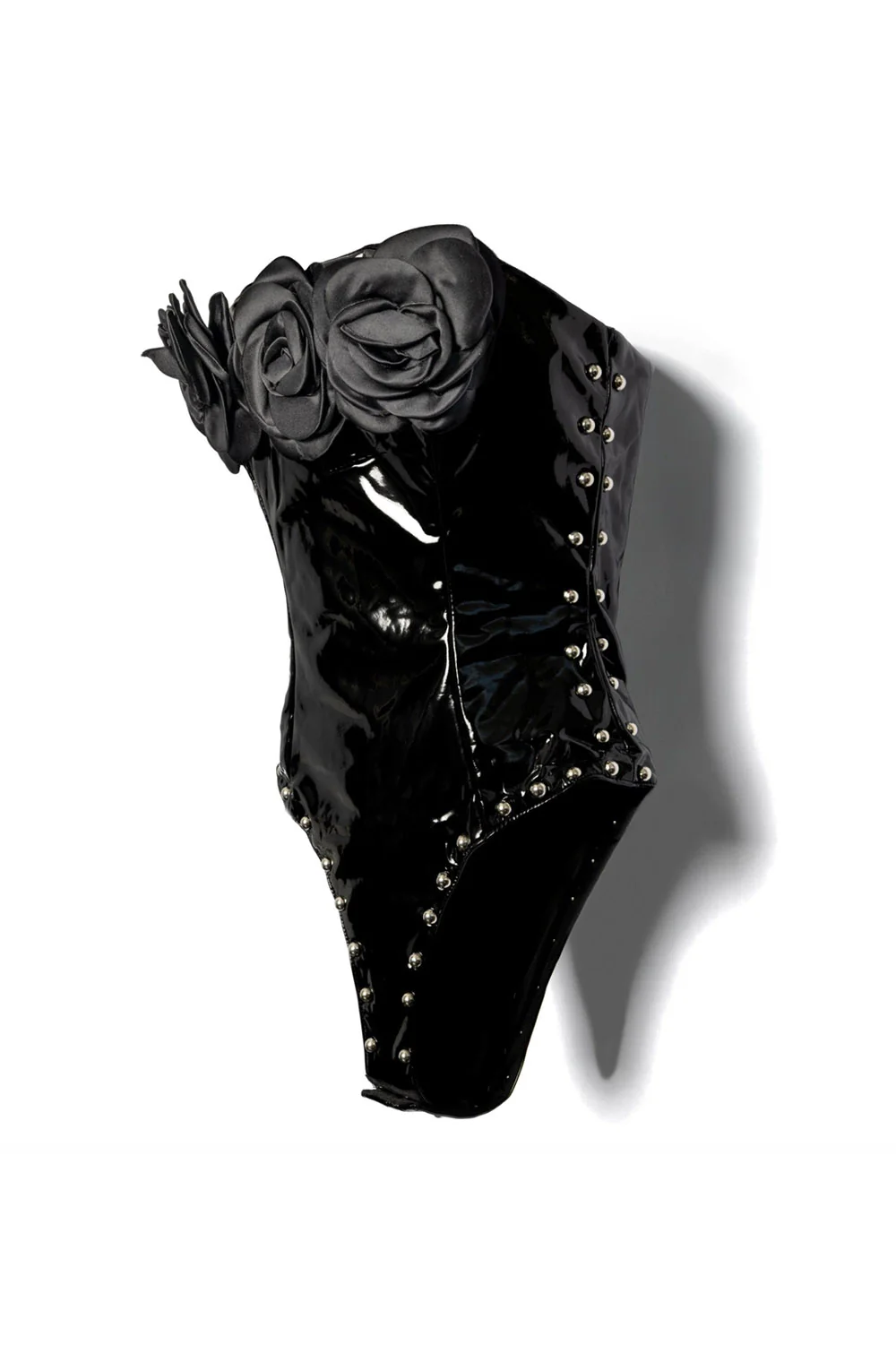Floral Pu Patent Leather Goth Bodysuit - Image 6