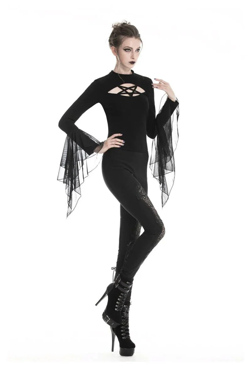 Floral Witch Lace-Up Leggings - Image 3
