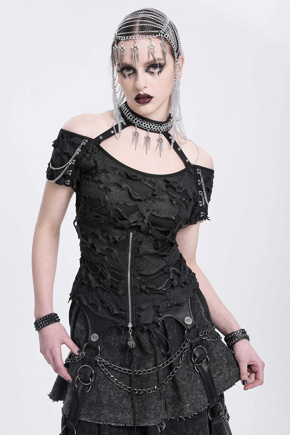 Fortify Off Shoulder Top with Attached Choker
