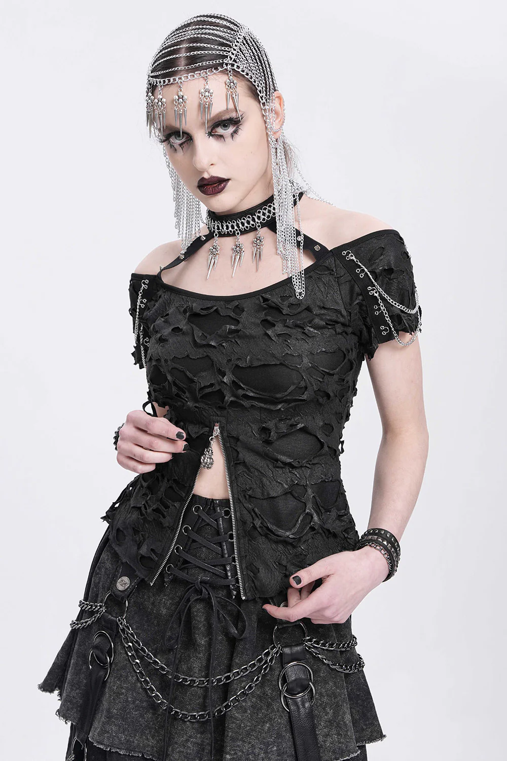 Fortify Off Shoulder Top with Attached Choker - Image 2