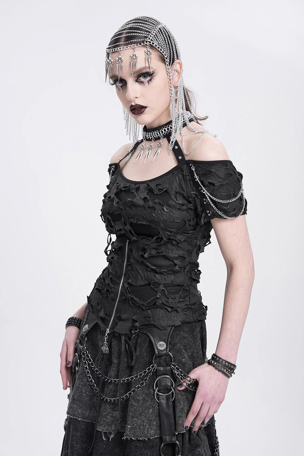 Fortify Off Shoulder Top with Attached Choker - Image 3