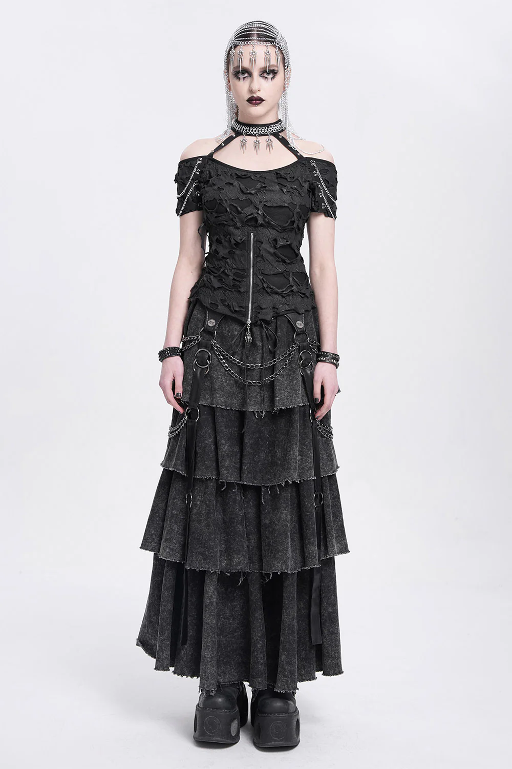 Fortify Off Shoulder Top with Attached Choker - Image 5