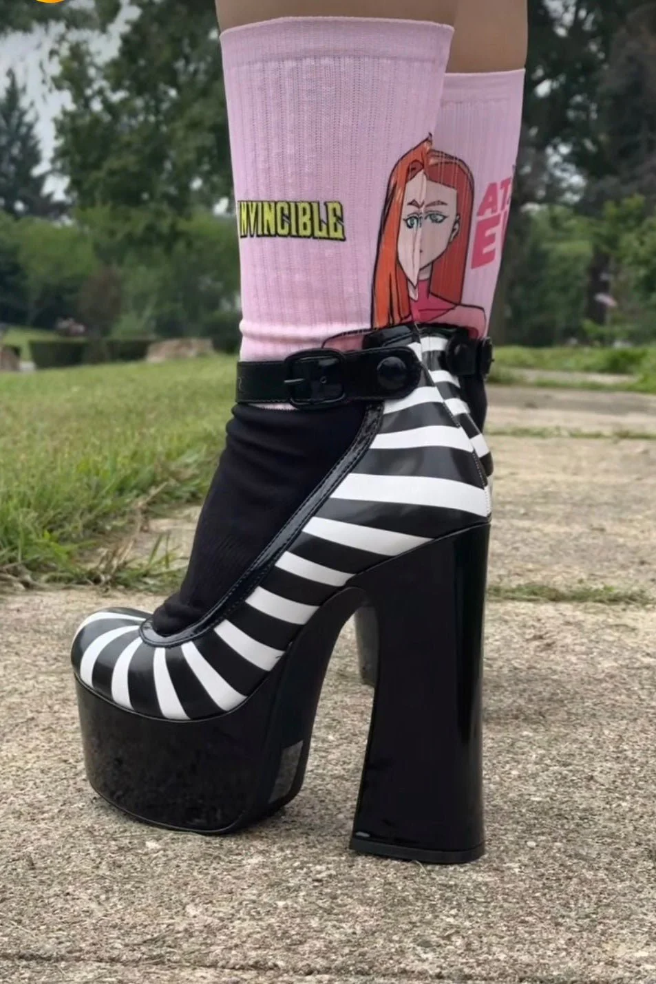 Fright Platform Heels [BLACK/WHITE] - Image 7