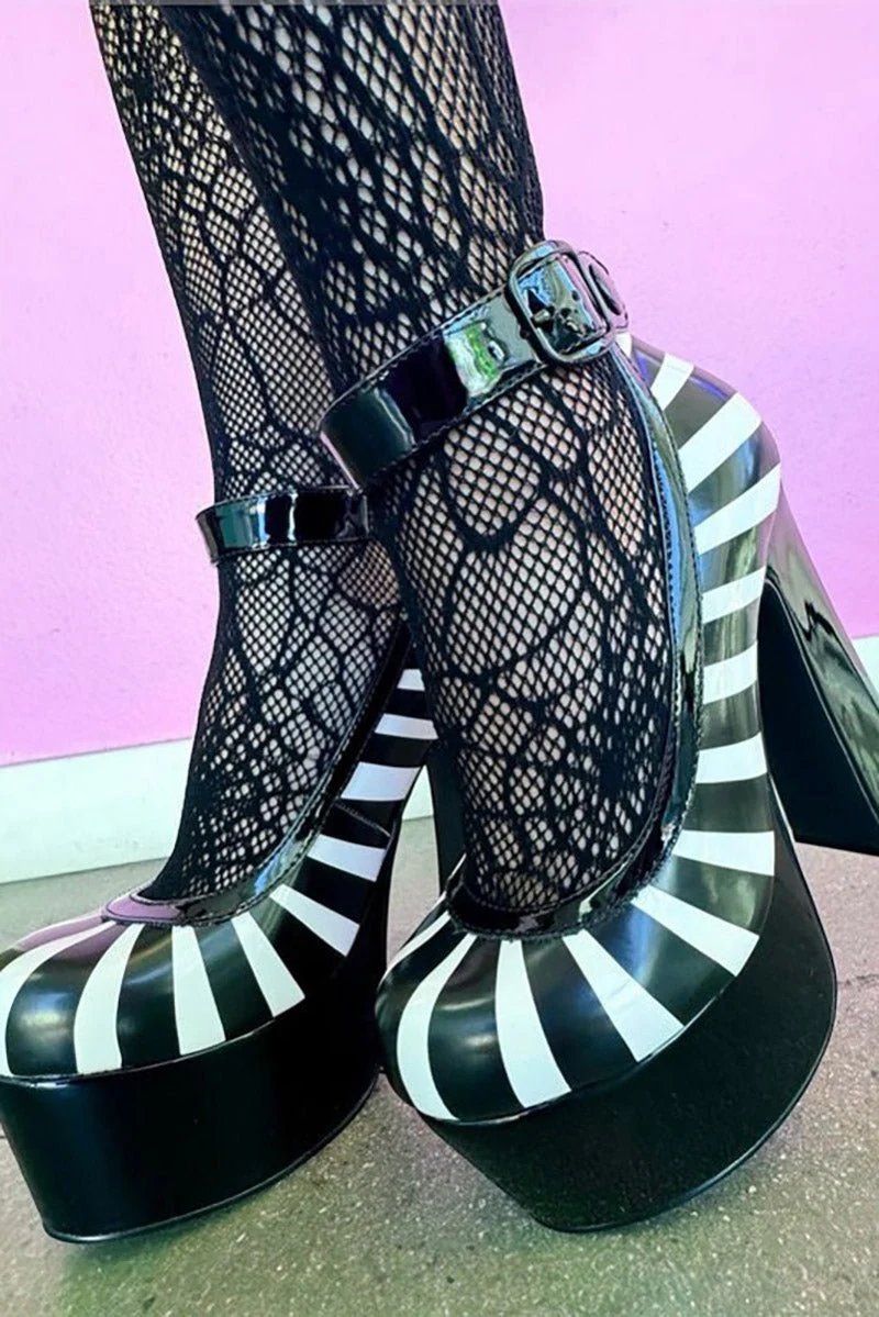 Fright Platform Heels [BLACK/WHITE] - Image 9