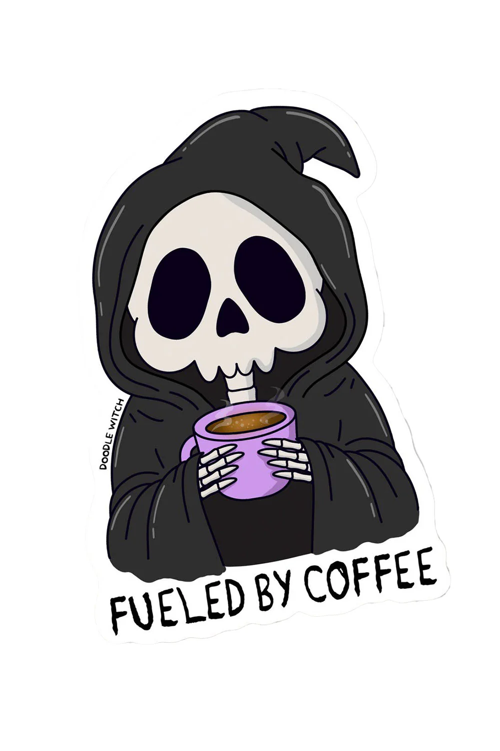 Fueled By Coffee Reaper Sticker