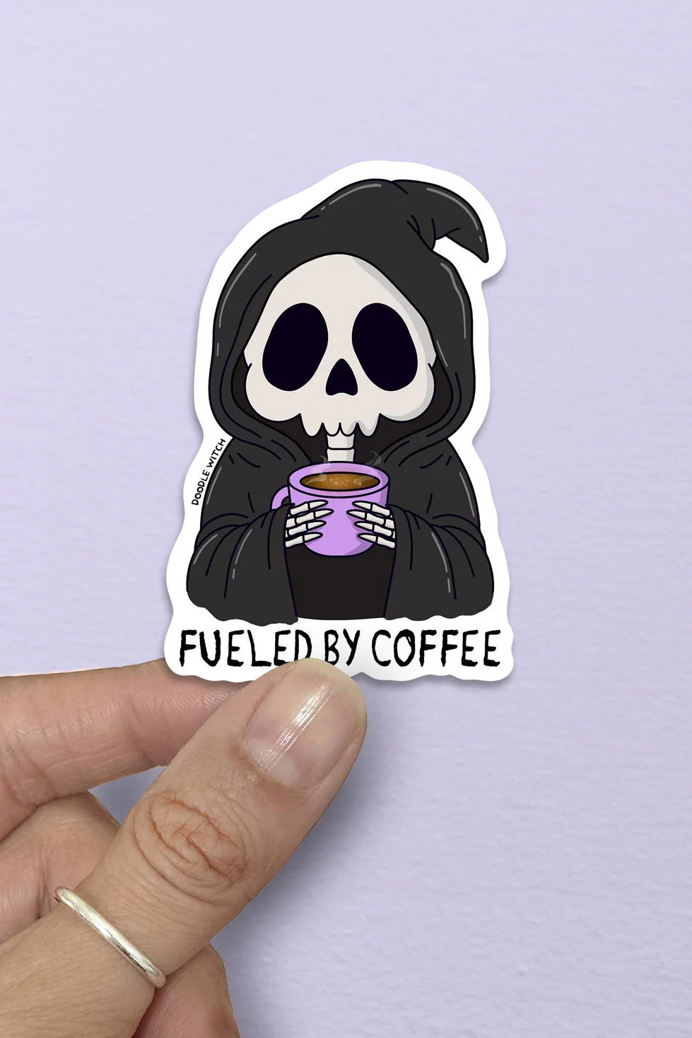 Fueled By Coffee Reaper Sticker - Image 2