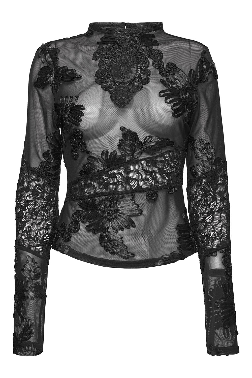 Funeral Flowers Appliqué Mesh Top - Image 3