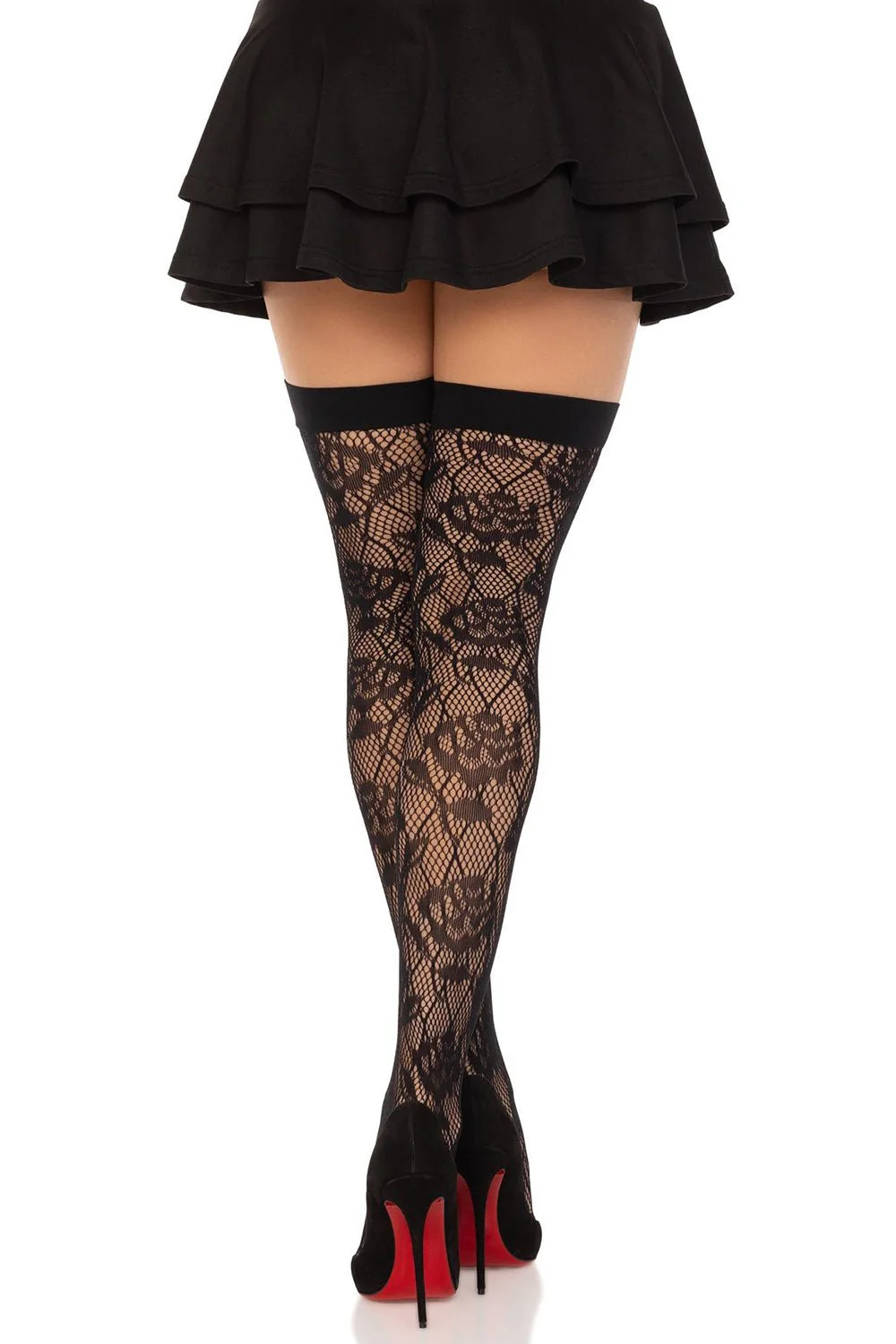 Funeral Flowers Fishnet Thigh High Stockings - Image 3