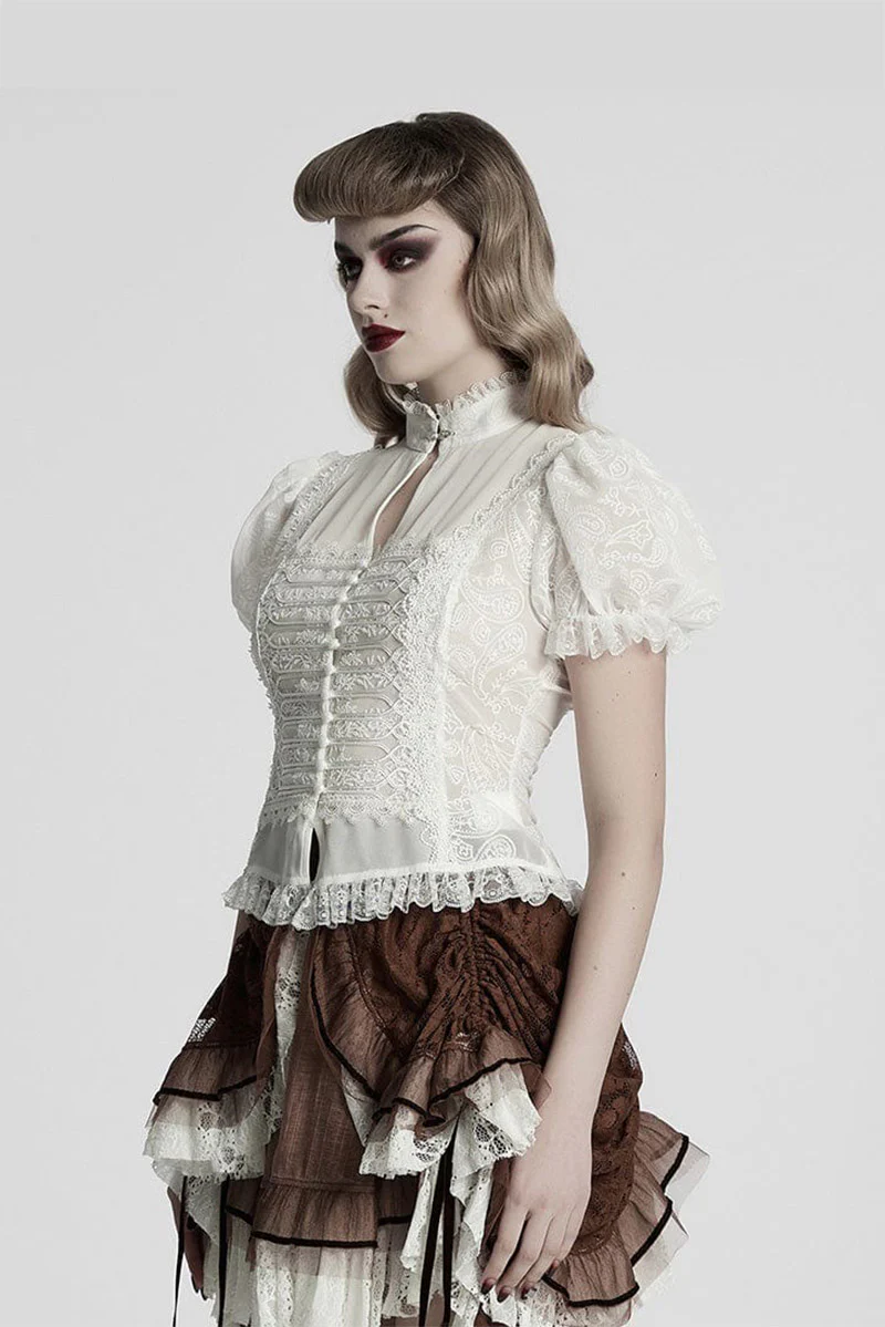 Ghost Seance Puff Sleeve Top [White] - Image 2
