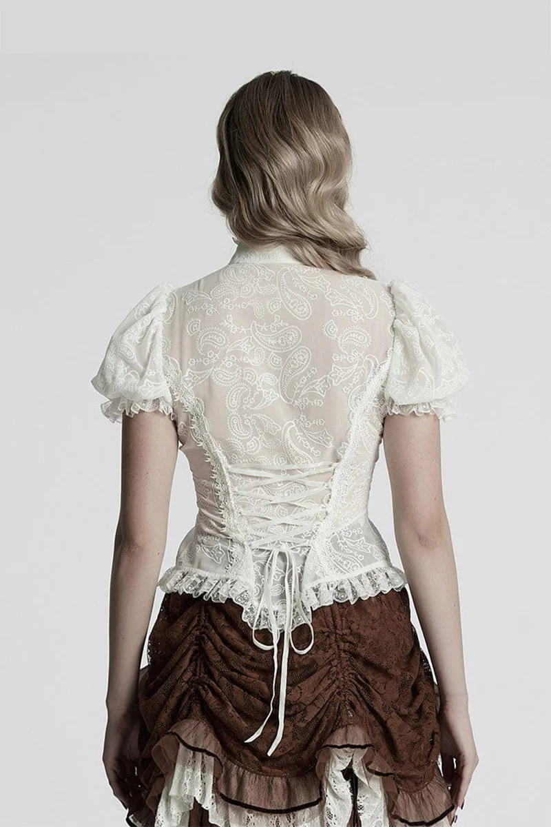 Ghost Seance Puff Sleeve Top [White] - Image 3