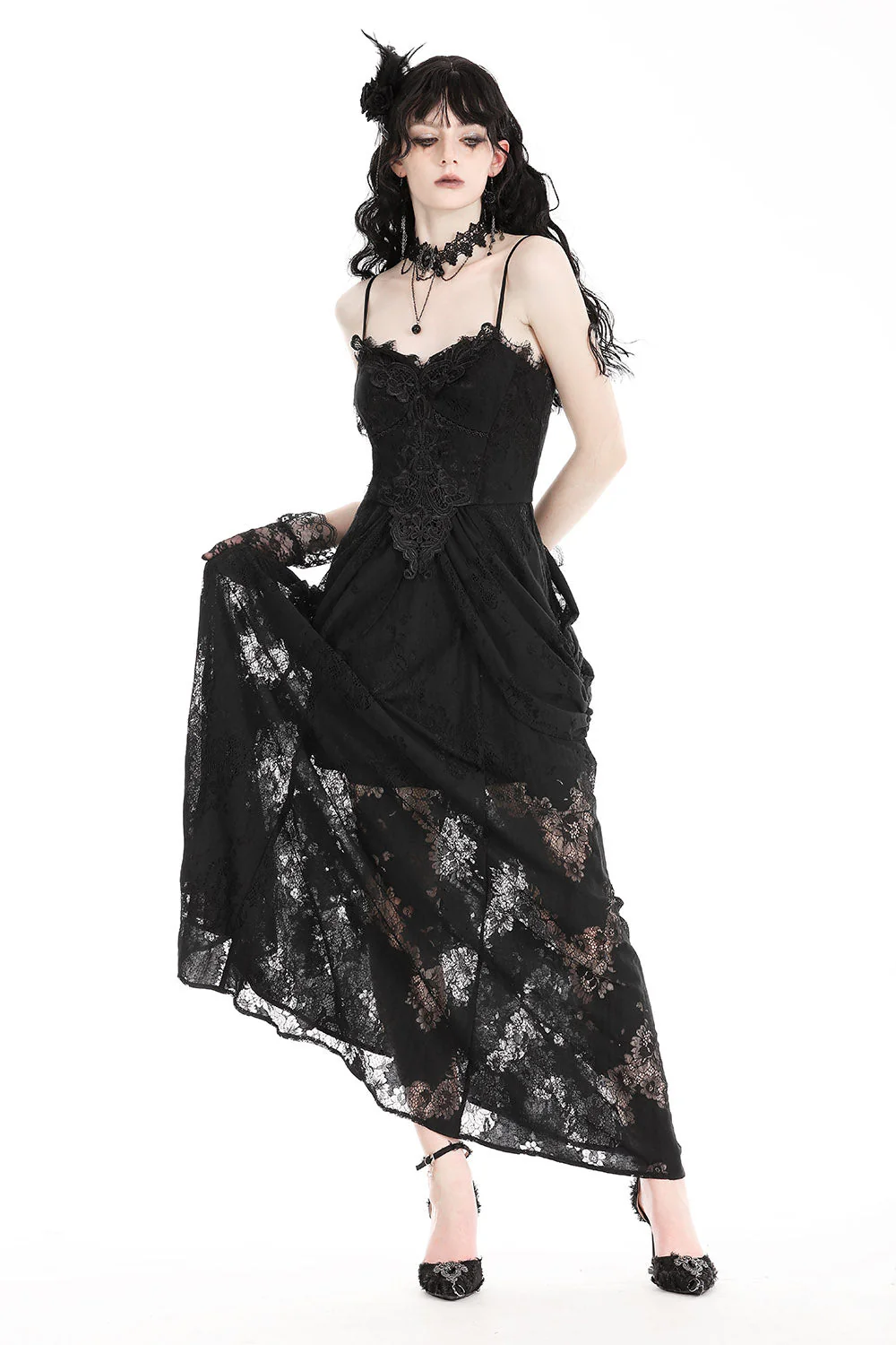 Ghost Seer Gothic Lace Bustle Dress - Image 3