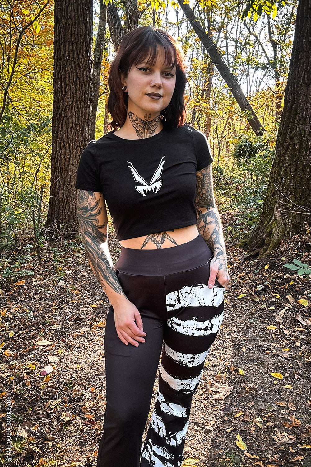 Ghost White Striped Split Flares [Black/White] - Image 5