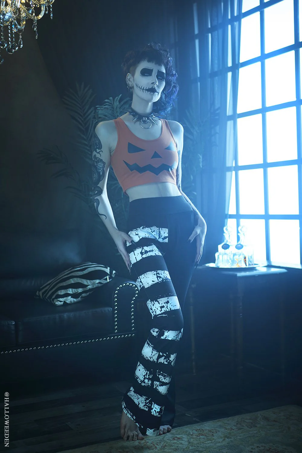 Ghost White Striped Split Flares [Black/White] - Image 7