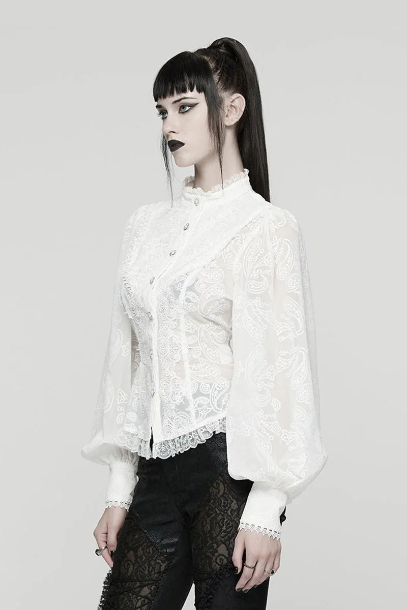 Ghostlace Puff Sleeve Top [White] - Image 2