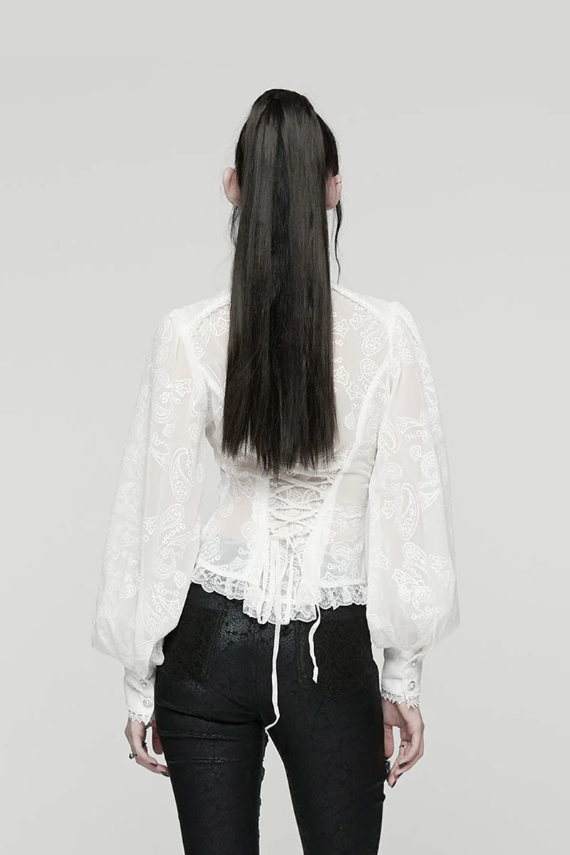 Ghostlace Puff Sleeve Top [White] - Image 3