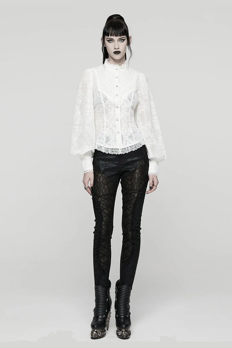 Ghostlace Puff Sleeve Top [White] - Image 4