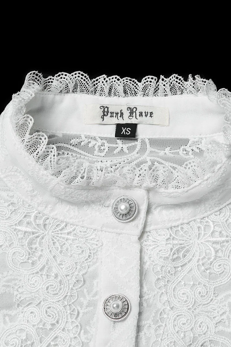 Ghostlace Puff Sleeve Top [White] - Image 6