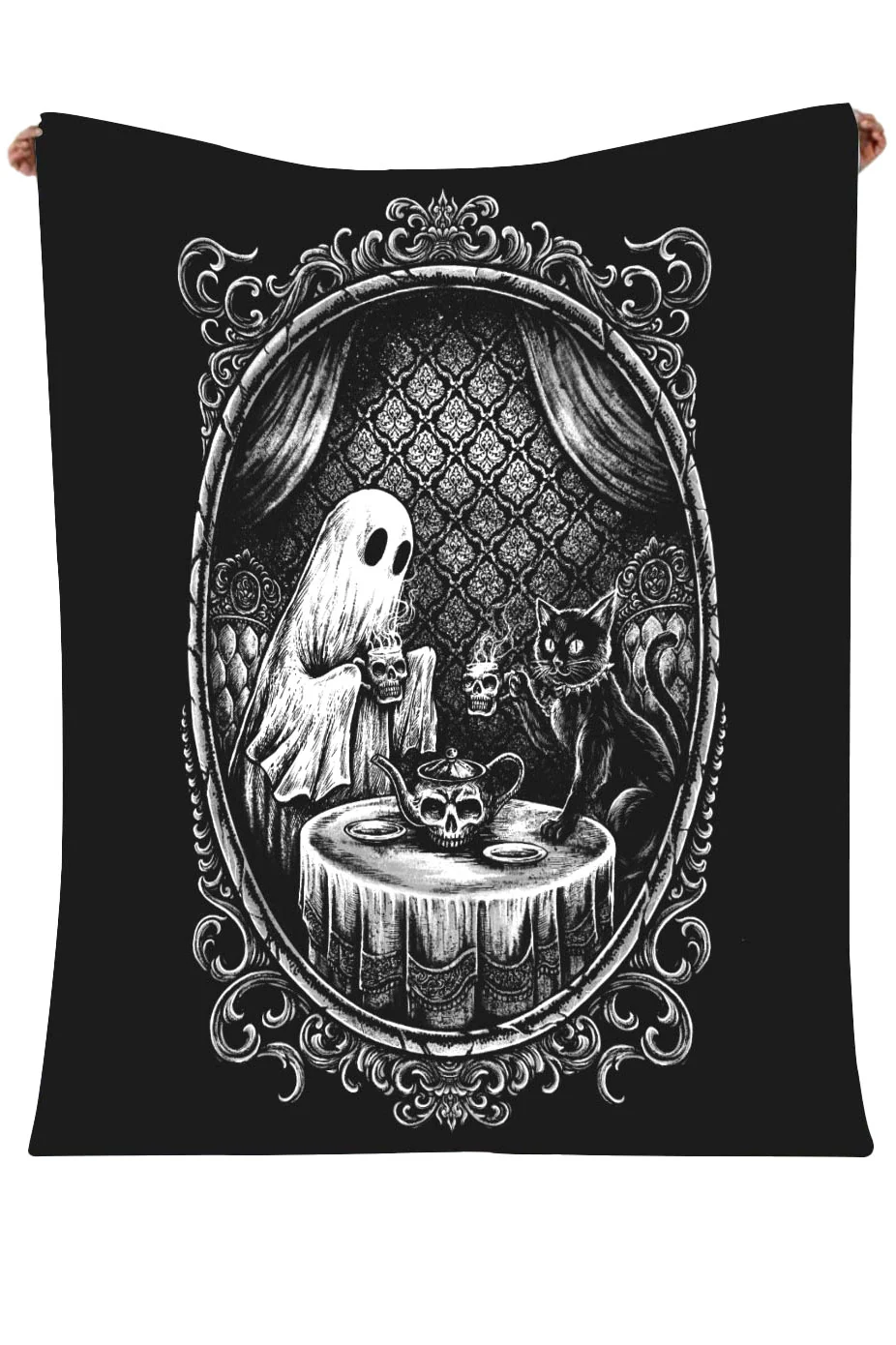 Ghostly Tea Time Throw Blanket