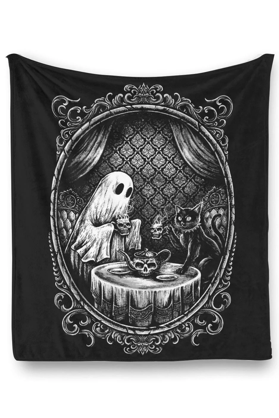 Ghostly Tea Time Throw Blanket - Image 2