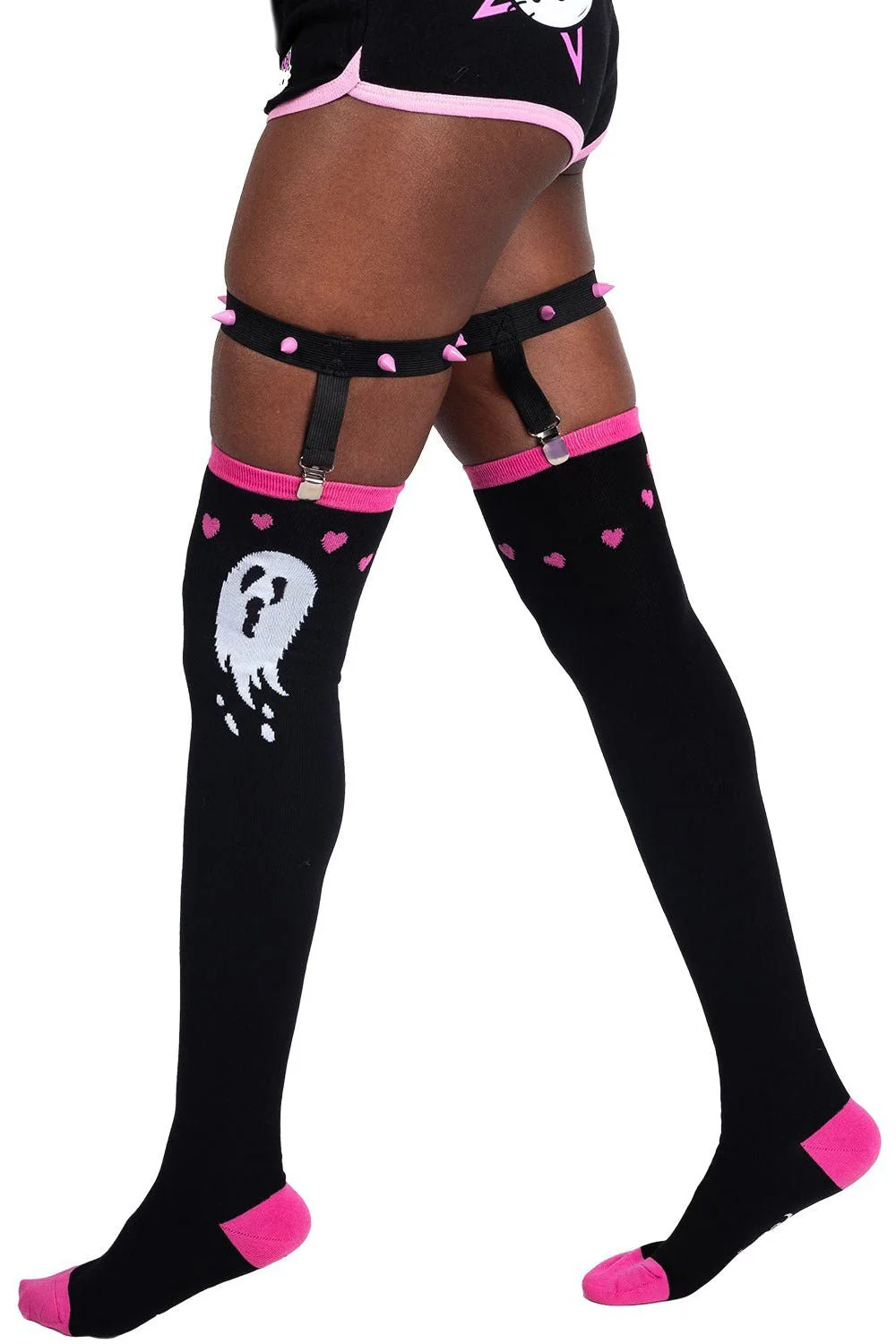 Ghosty & Hearts Garter Thigh High Socks