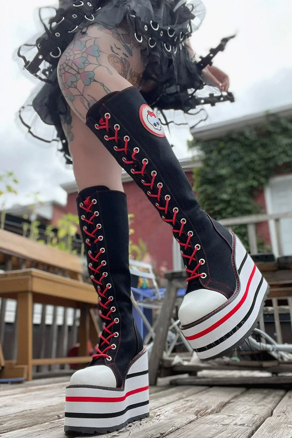 Ghoul Platform Sneakers [BLACK/WHITE] - Image 2