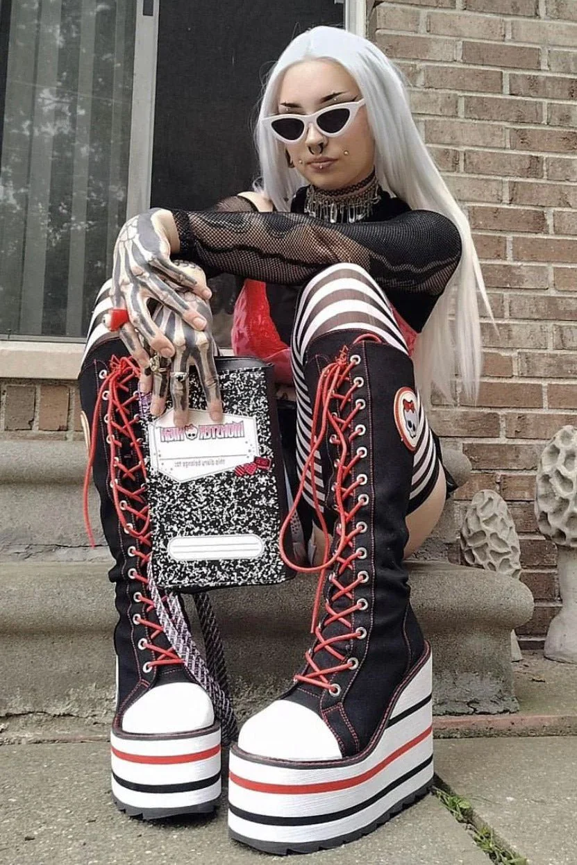 Ghoul Platform Sneakers [BLACK/WHITE] - Image 9