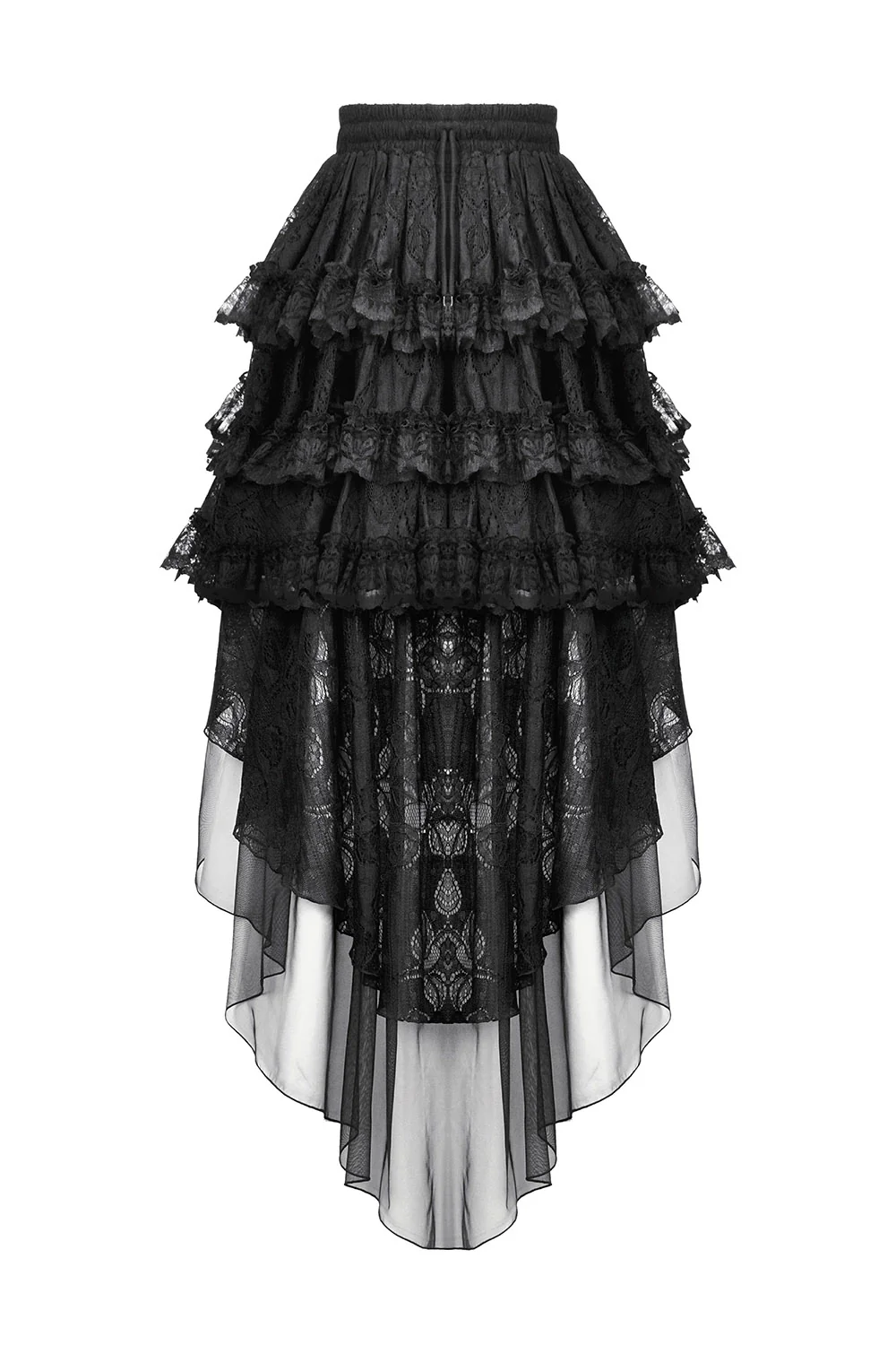 Goth Cake Layered Ruffle Skirt with Mesh Train - Image 6