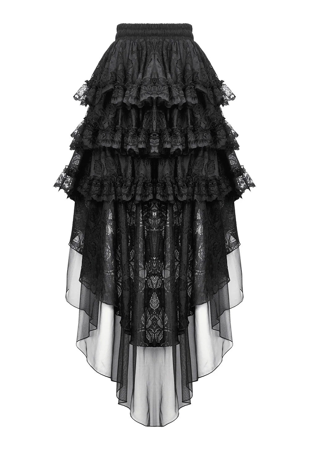 Goth Cake Layered Ruffle Skirt with Mesh Train - Image 7