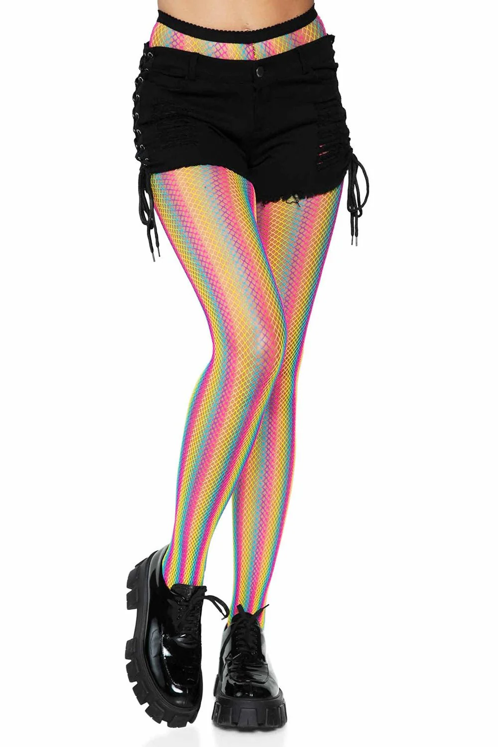Goth Rainbow Fishnet Tights - Image 2