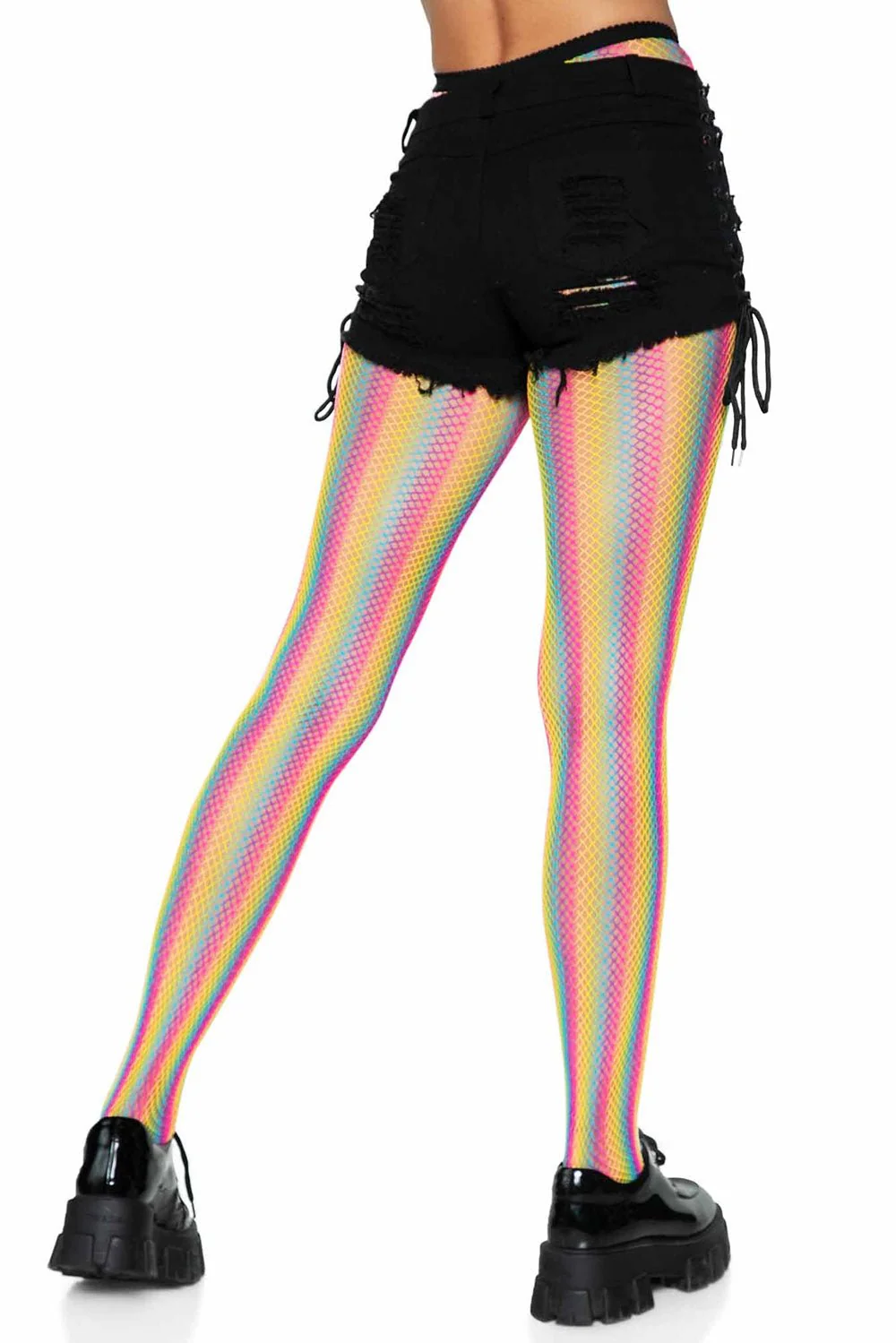 Goth Rainbow Fishnet Tights - Image 3