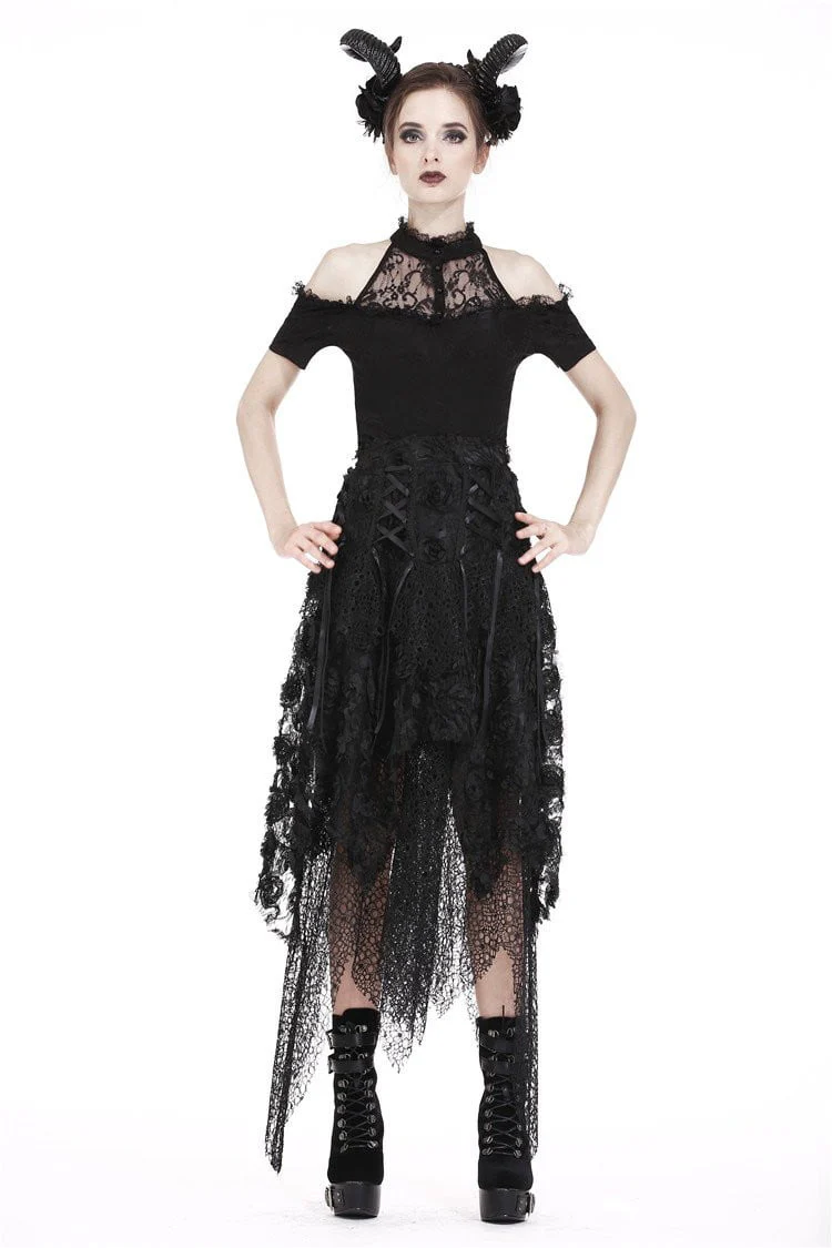 Goth Rose Garden Irregular Skirt - Image 4