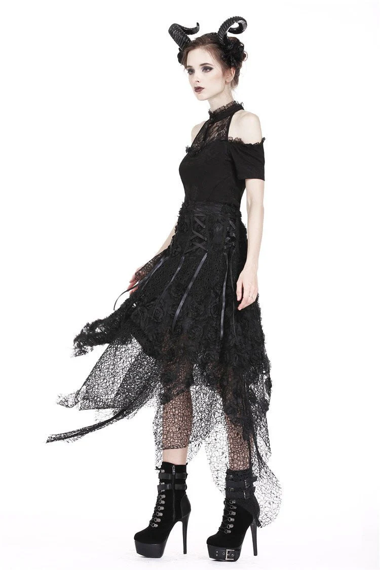 Goth Rose Garden Irregular Skirt - Image 5