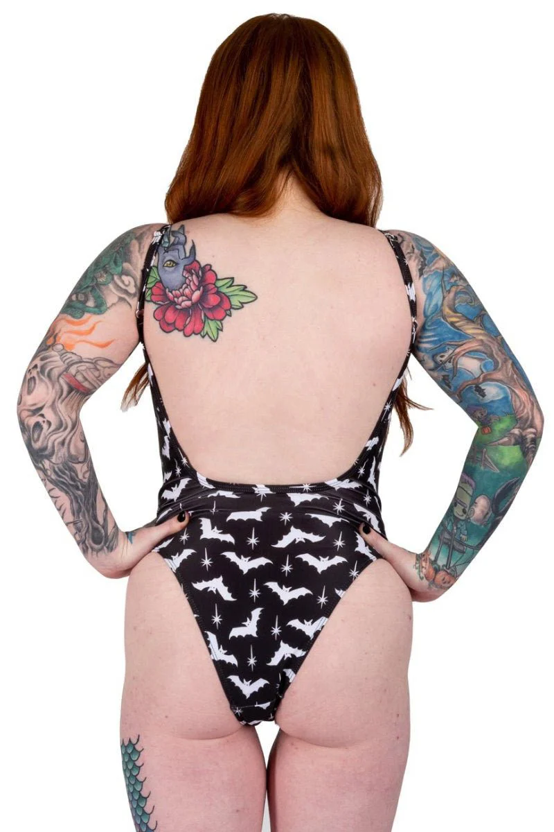 Gothic Bats Bat Shaped One Piece Swimsuit - Image 4