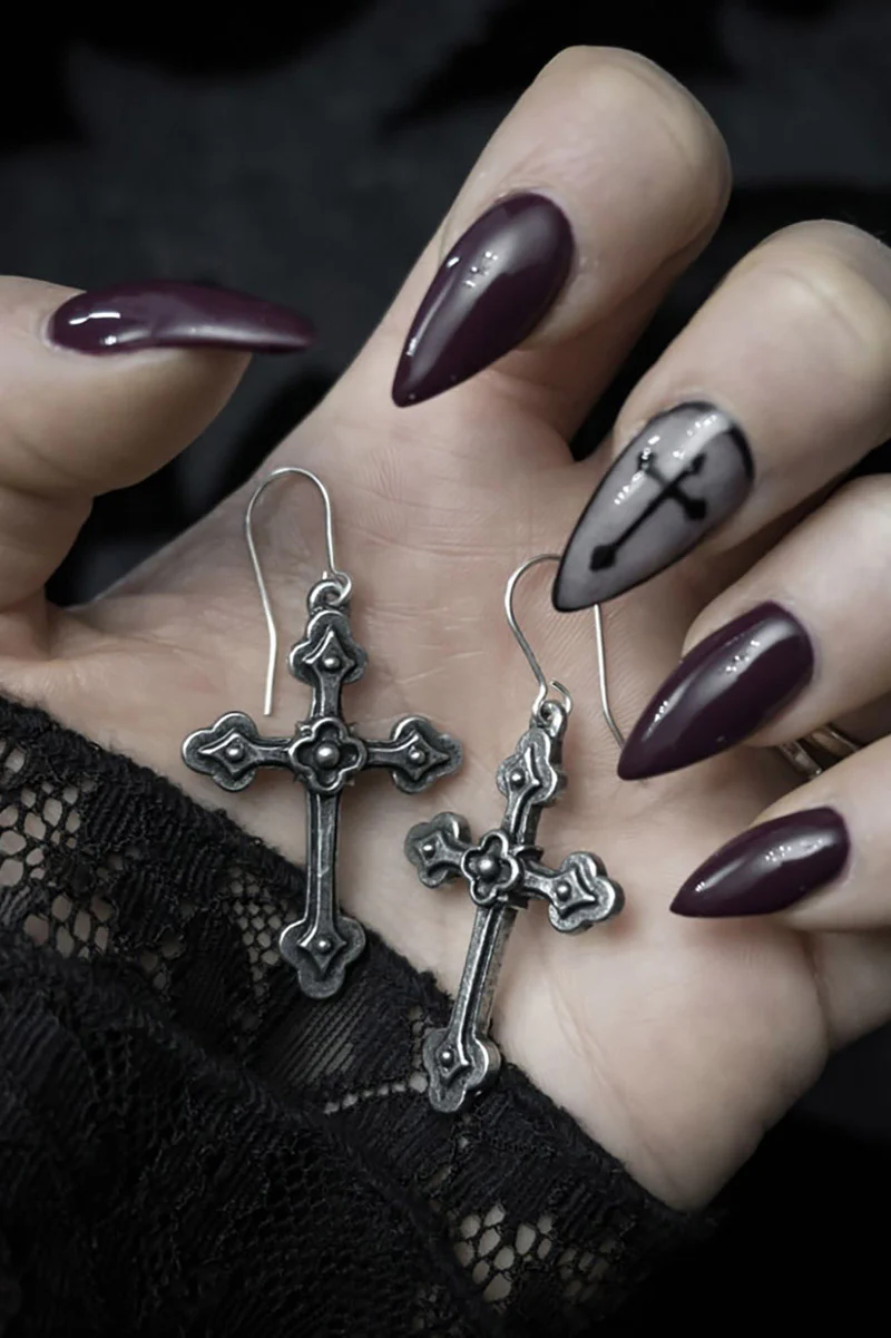 Gothic Devotion Crosses Earrings