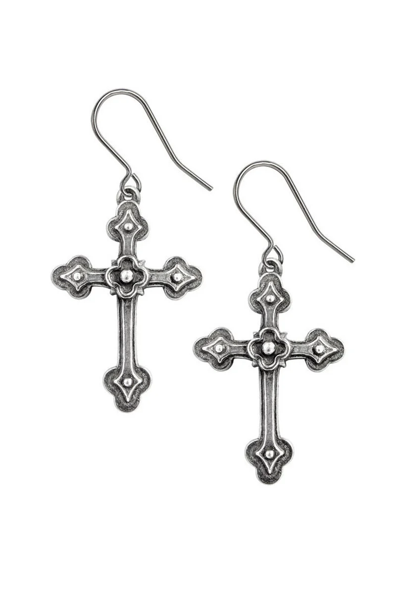 Gothic Devotion Crosses Earrings - Image 3