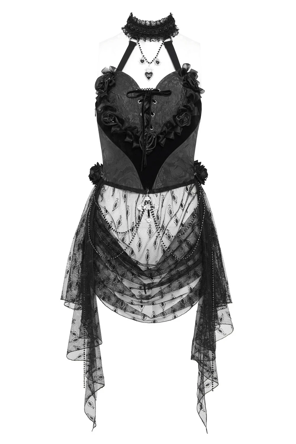 Gothic Fairytale Halter Top with Mesh Skirt - Image 2