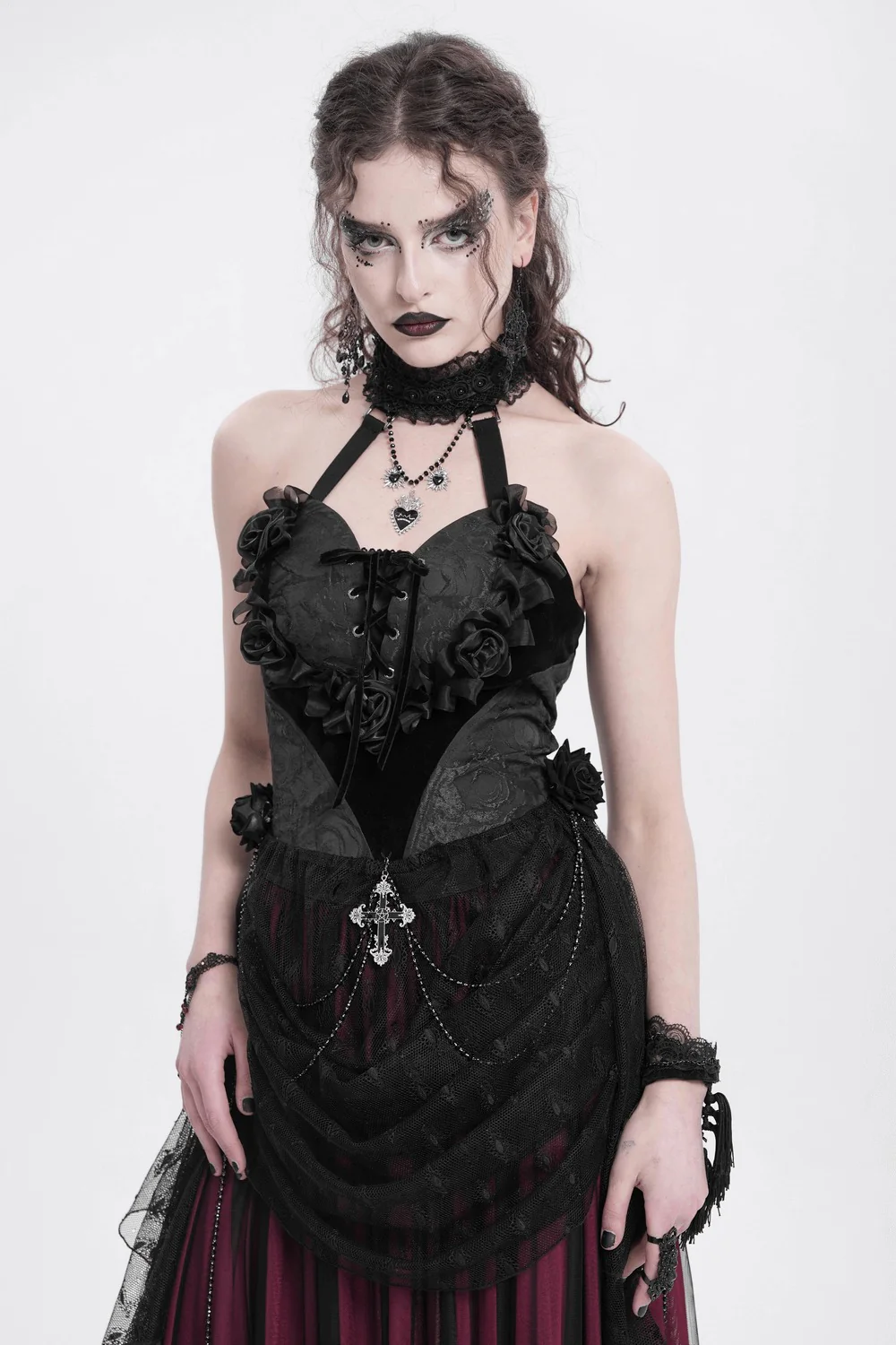Gothic Fairytale Halter Top with Mesh Skirt - Image 5