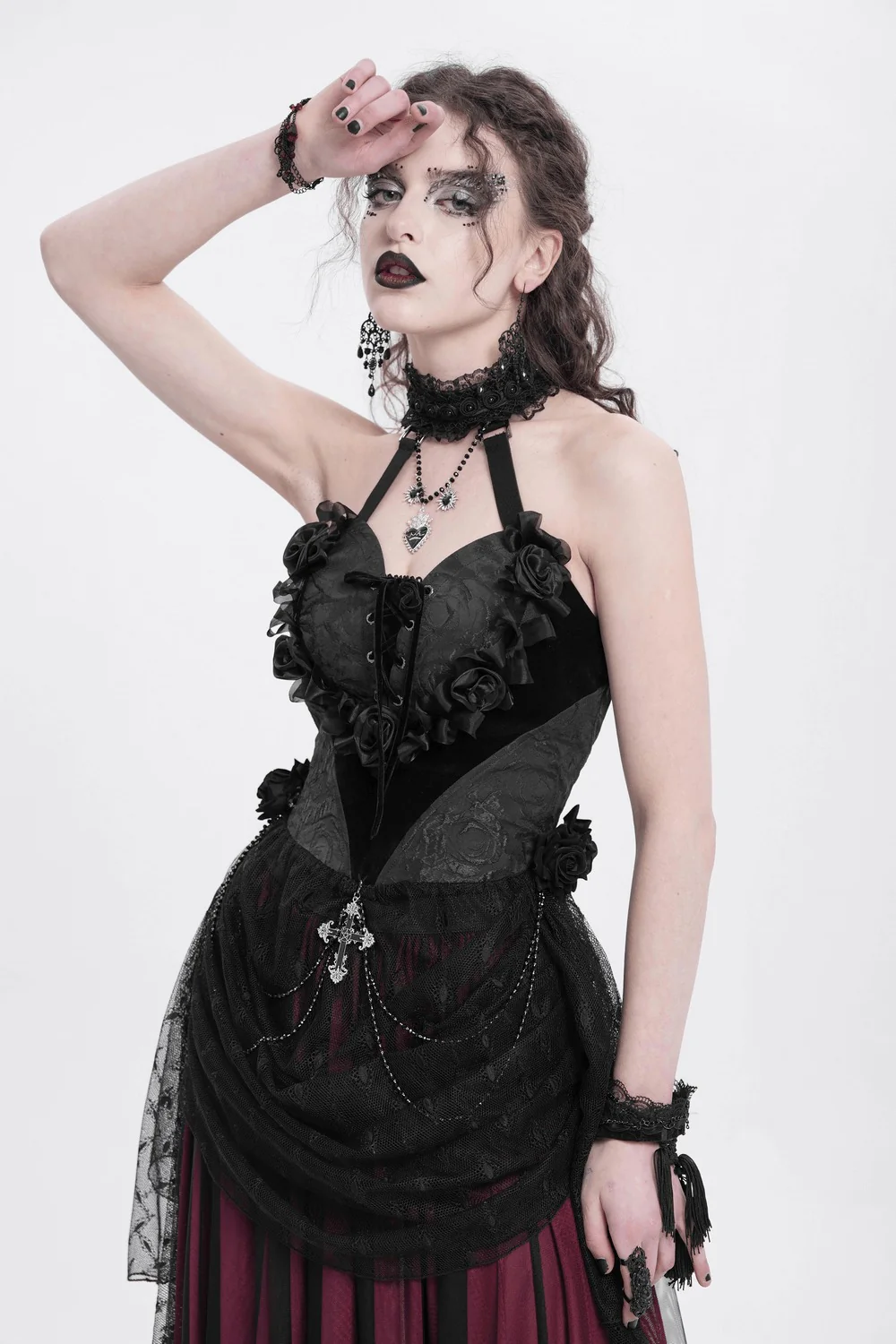 Gothic Fairytale Halter Top with Mesh Skirt - Image 6
