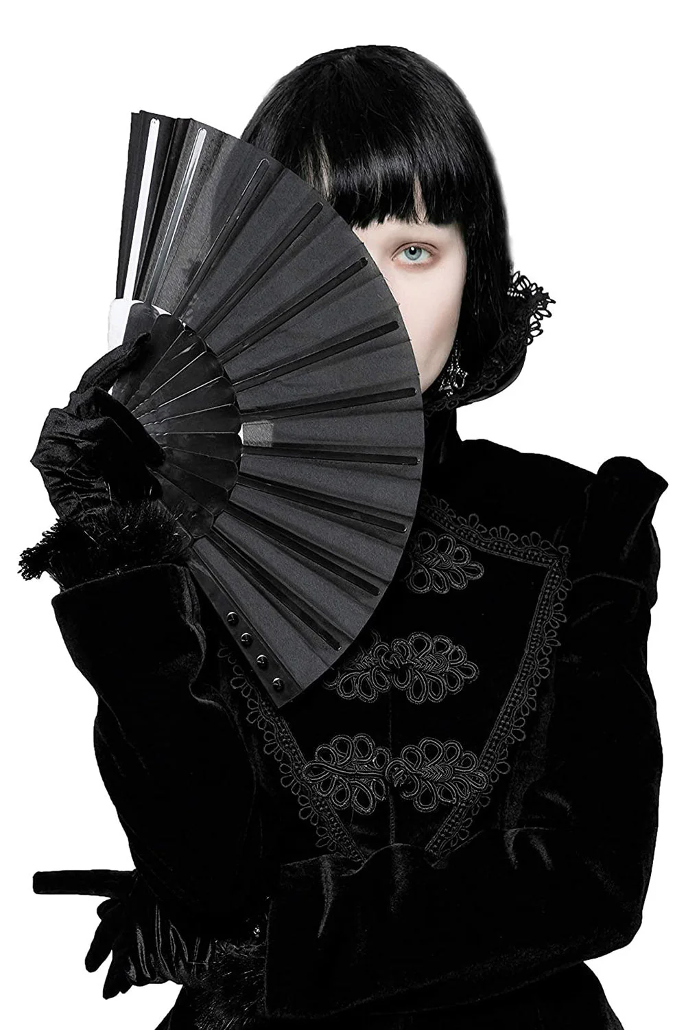 Gothic Gloom Spiked Hand Fan - Image 3