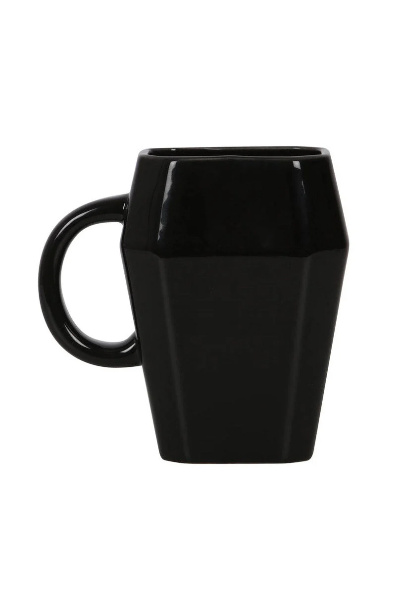Gothic Halloween Death Before Decaf Coffin Mug - Image 3