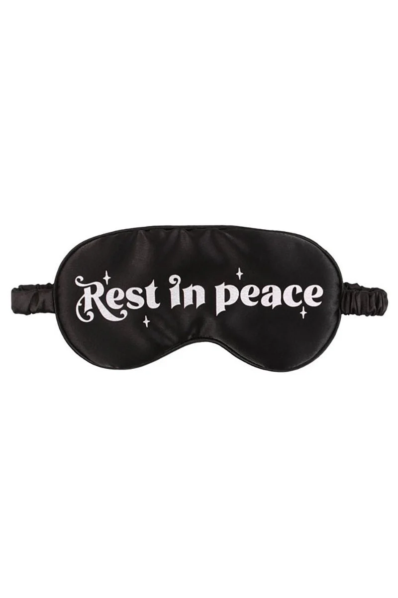 Gothic Rest In Peace Satin Eye Mask - Image 2