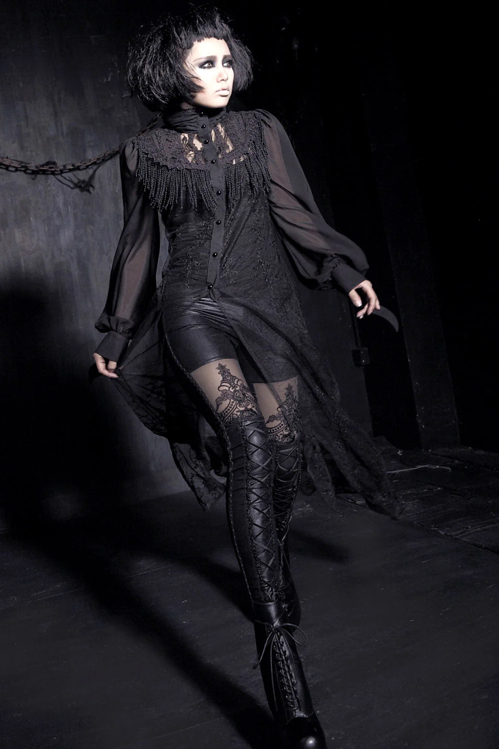 Gothic Romance Lace-Up Leggings - Image 3