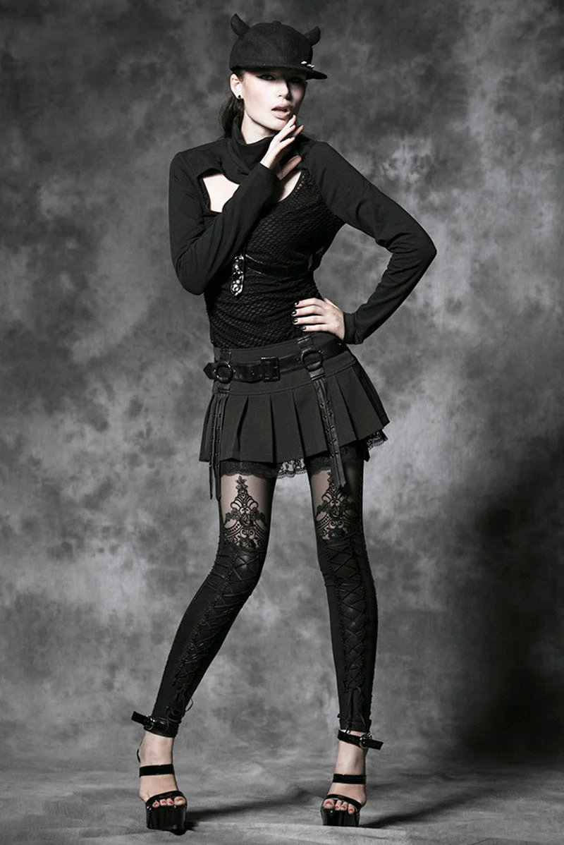 Gothic Romance Lace-Up Leggings - Image 5