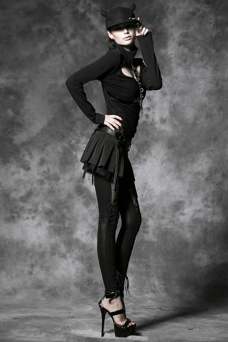 Gothic Romance Lace-Up Leggings - Image 6