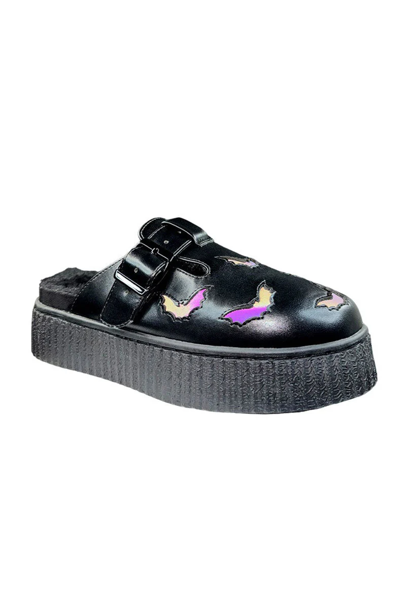 Grave Bat Slip-On Platforms [Black/Reflective] - Image 2