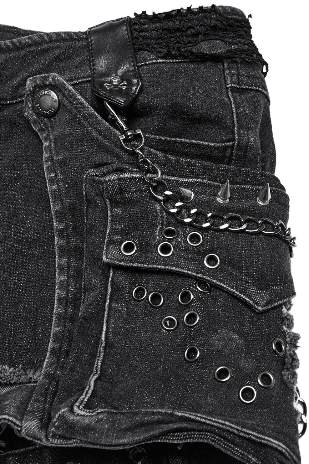 Gravebones Studded Shorts with Thigh Holster Bag - Image 16